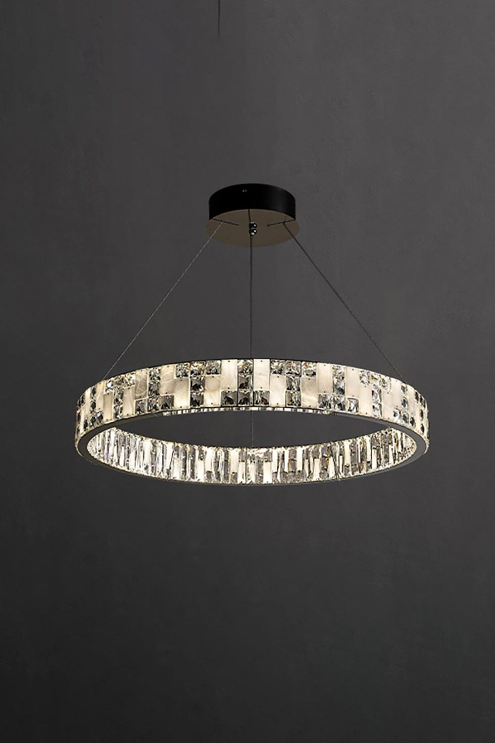 Round Alabaster Crystal Chandelier - view 20 | morylighting