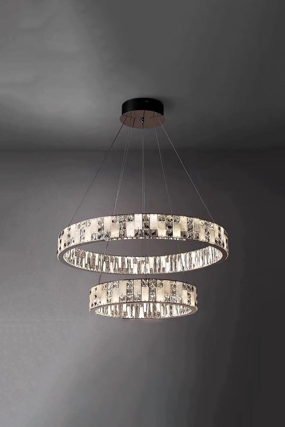 Round Alabaster Crystal Chandelier - view 22 | morylighting