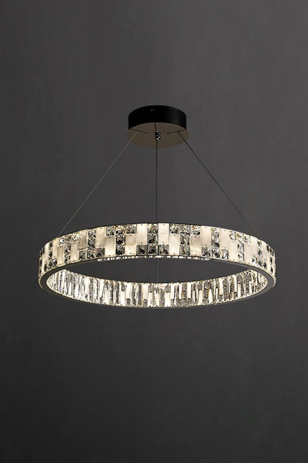 Round Alabaster Crystal Chandelier - view 23 | morylighting