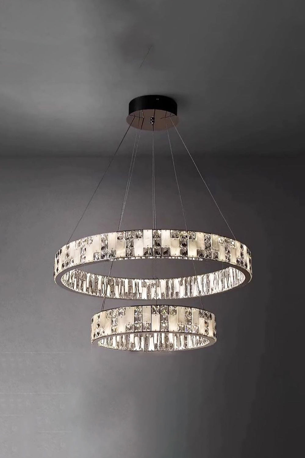 Round Alabaster Crystal Chandelier - view 25 | morylighting