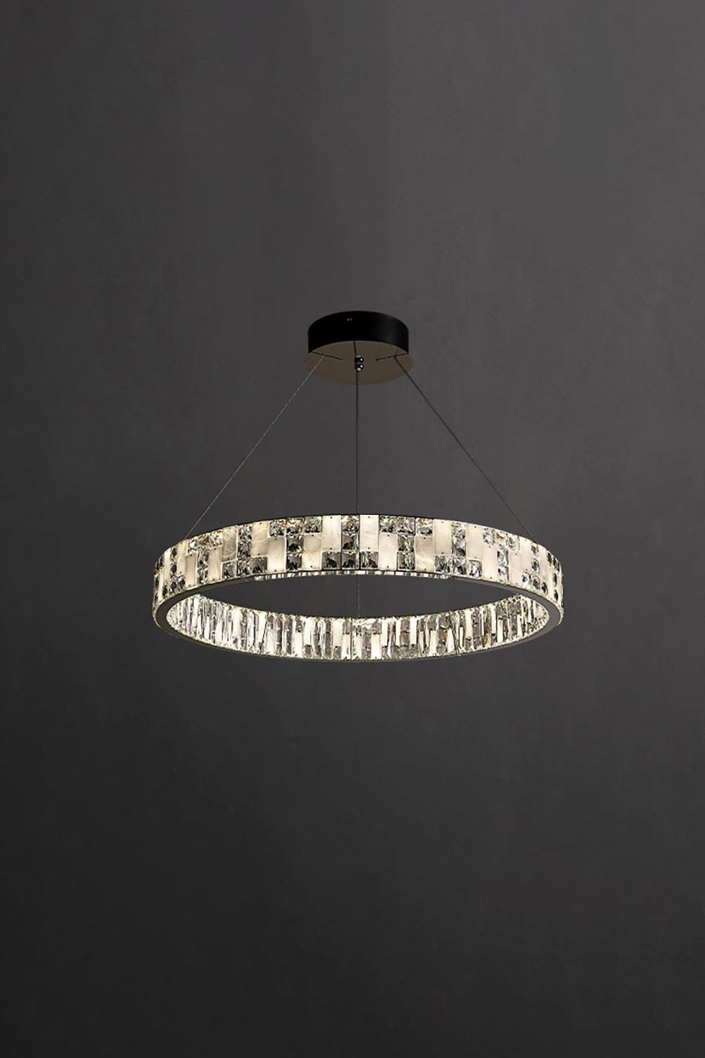 Round Alabaster Crystal Chandelier - view 32 | morylighting