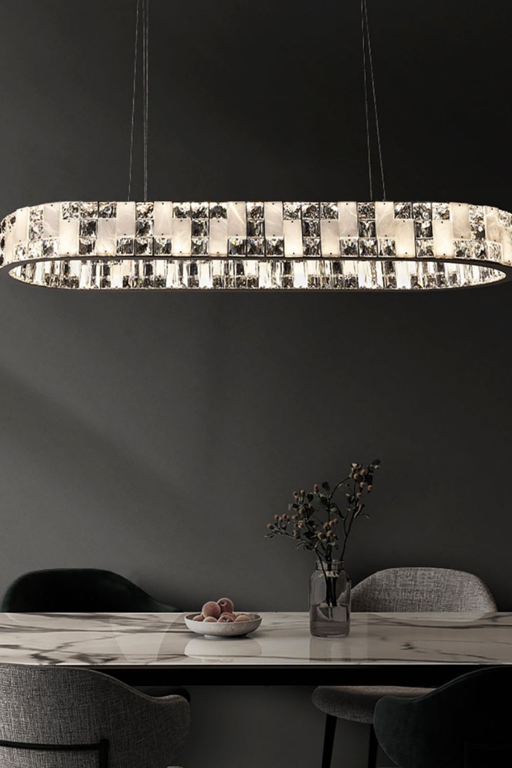 Round Alabaster Crystal Chandelier - view 12 | morylighting