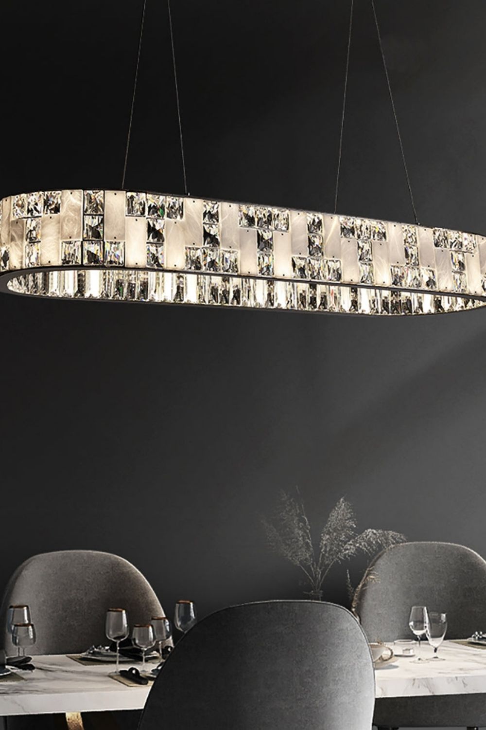 Round Alabaster Crystal Chandelier - view 10 | morylighting