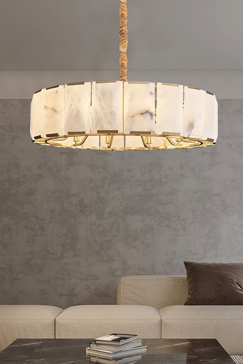 Round Modern Alabaster Chandelier - view 8 | morylighting