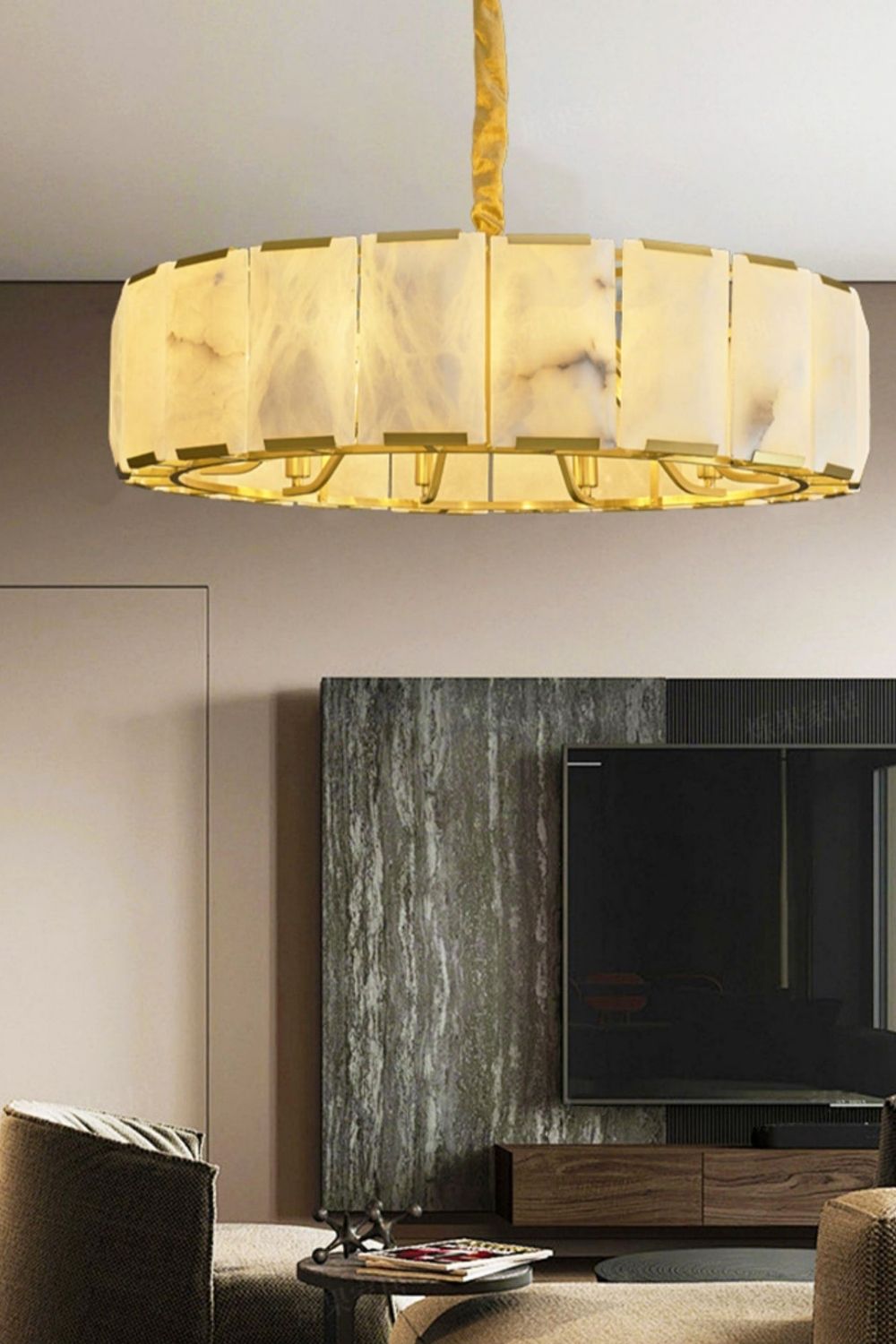 Round Modern Alabaster Chandelier - view 4 | morylighting
