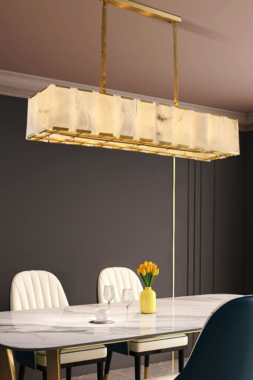 Round Modern Alabaster Chandelier - view 7 | morylighting