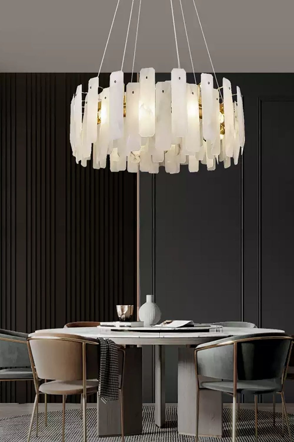 Round Noah Alabaster Chandelier - view 2 | morylighting