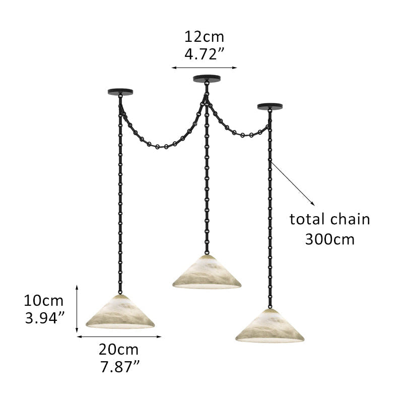 Multi-Head Matte White Alabaster Cone Hanging Kitchen Pendant Light