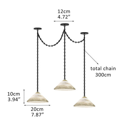 Multi-Head Matte White Alabaster Cone Hanging Kitchen Pendant Light