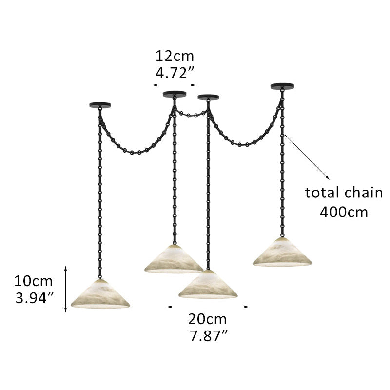 Multi-Head Matte White Alabaster Cone Hanging Kitchen Pendant Light