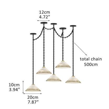 Multi-Head Matte White Alabaster Cone Hanging Kitchen Pendant Light