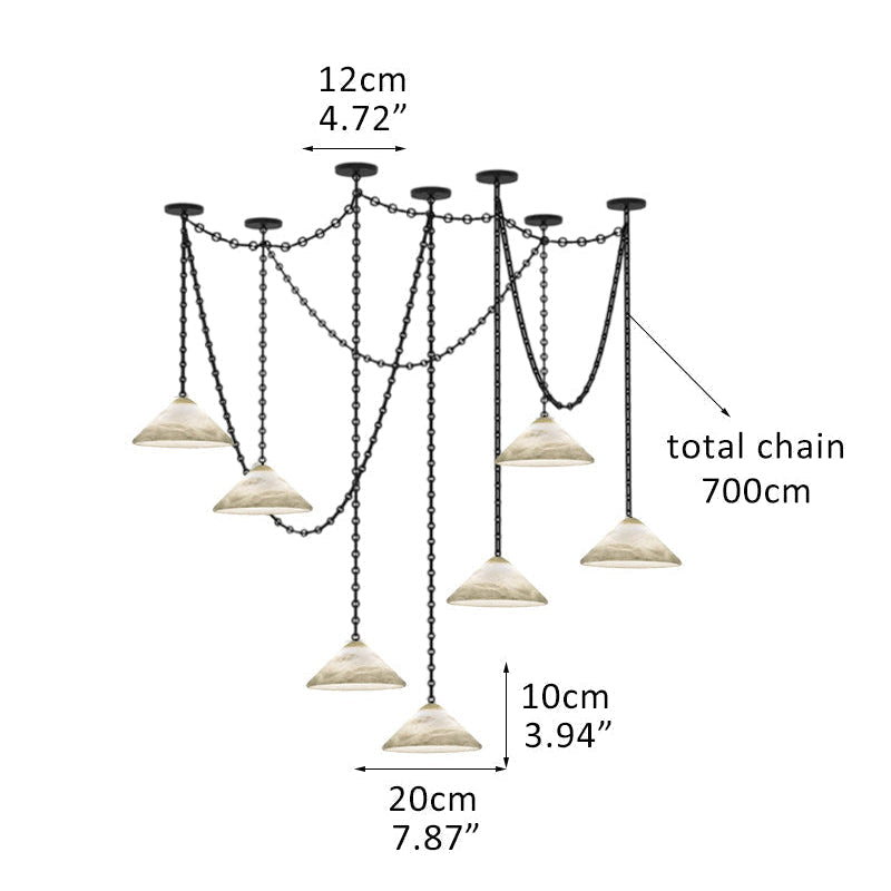 Multi-Head Matte White Alabaster Cone Hanging Kitchen Pendant Light
