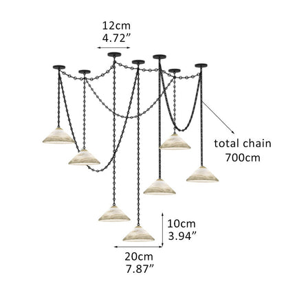 Multi-Head Matte White Alabaster Cone Hanging Kitchen Pendant Light