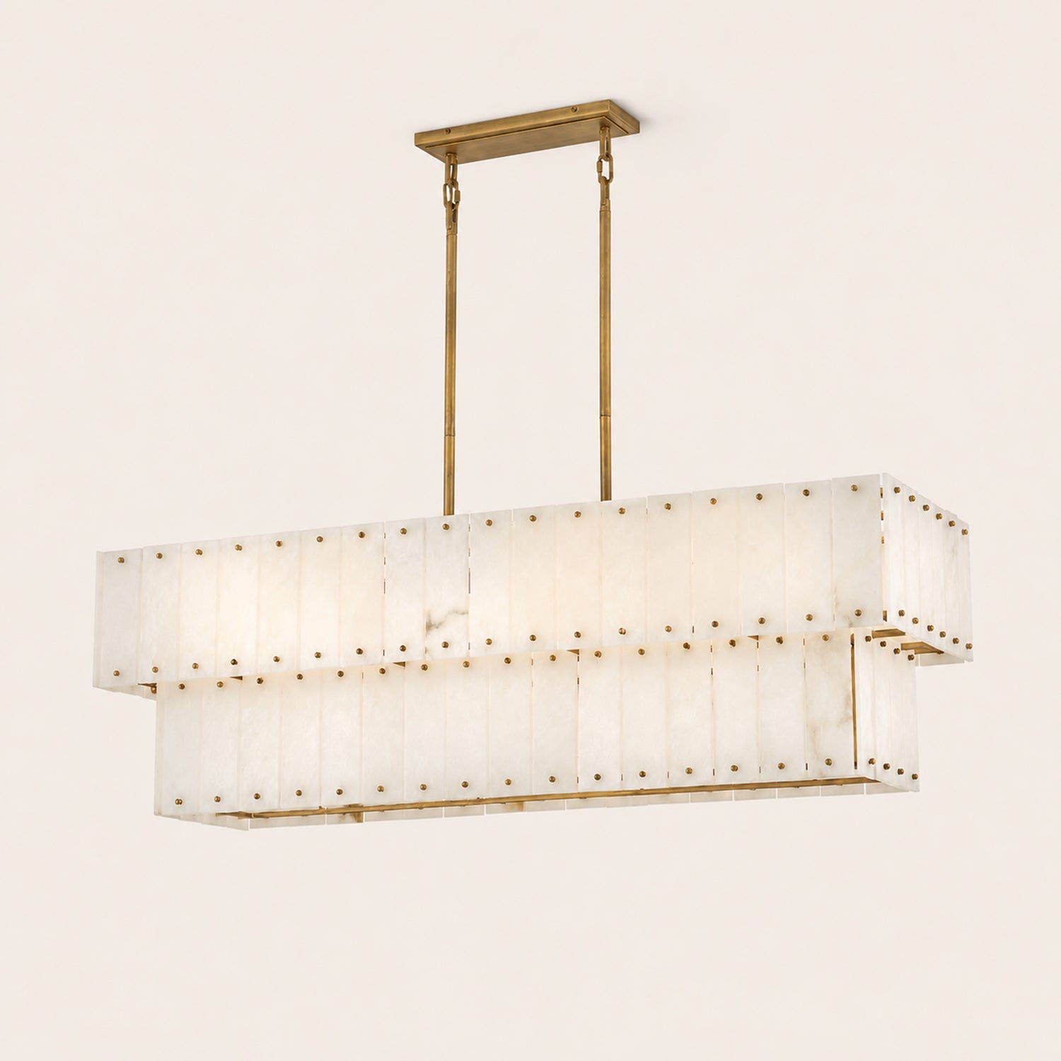 Simona Alabaster Linear 2-Tier Chandelier