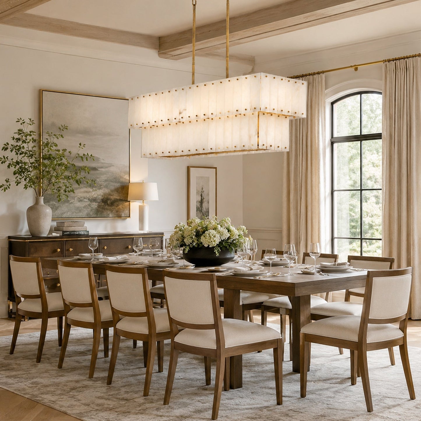 Simona Alabaster Linear 2-Tier Chandelier