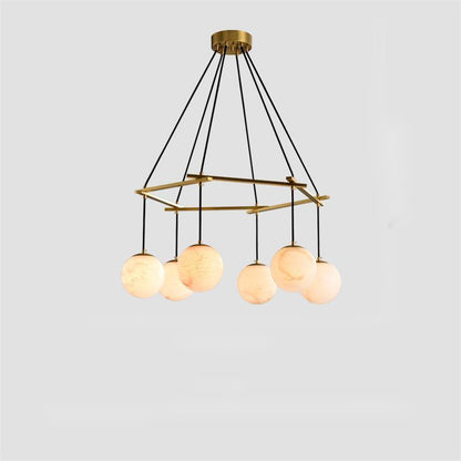 Alabaster Modern Structural Ball Chandelier
