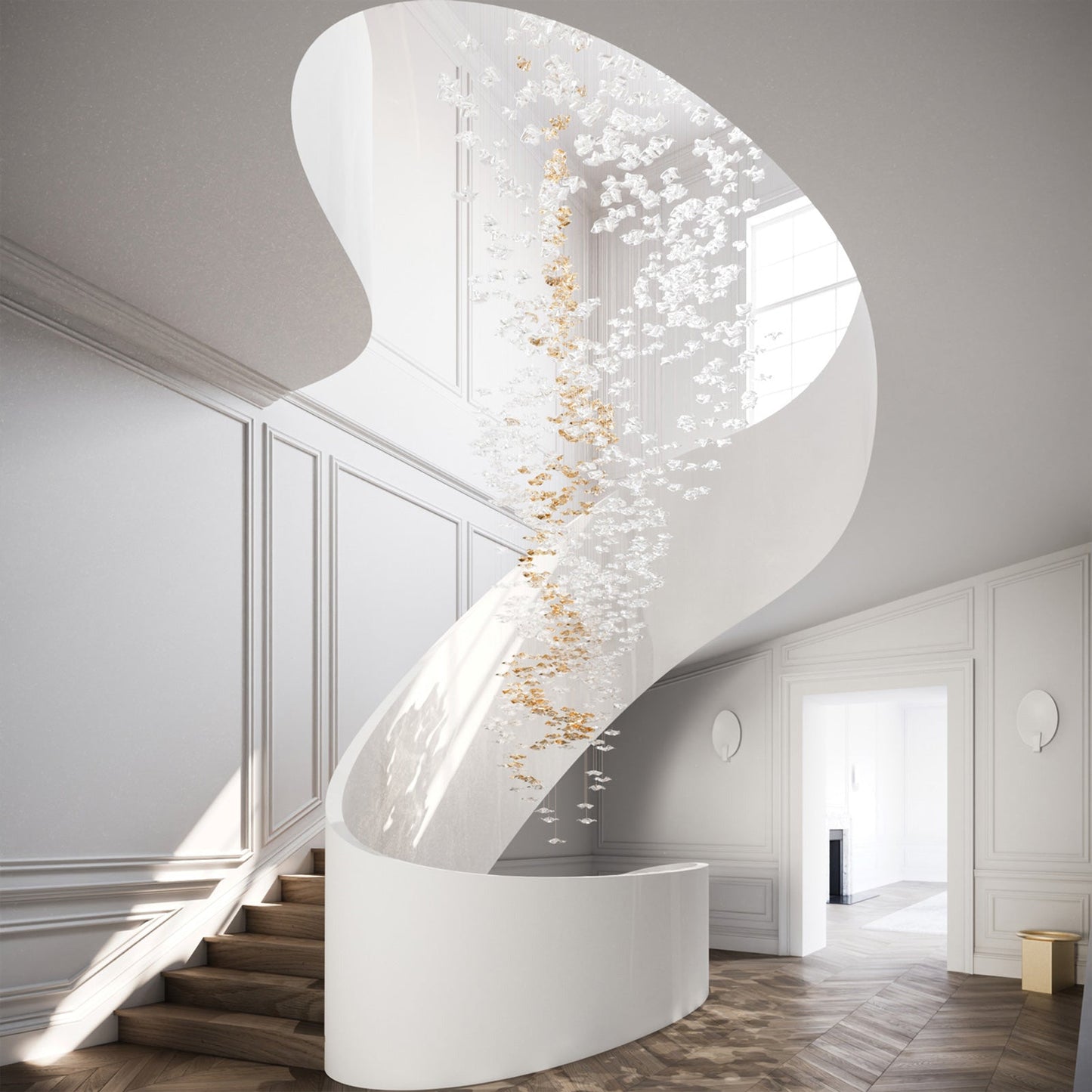 Galaxy Tidal Art Glass Crystal Spiral Chandelier