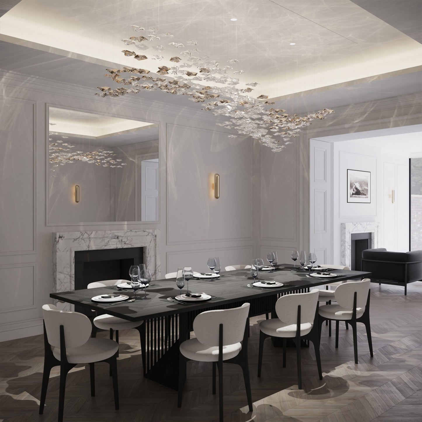 Galaxy Tidal Art Glass Crystal Spiral Chandelier