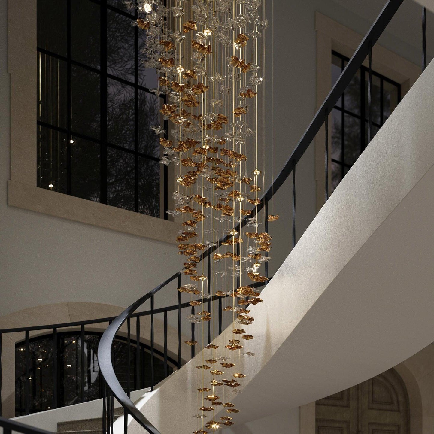 Galaxy Tidal Art Glass Crystal Spiral Chandelier