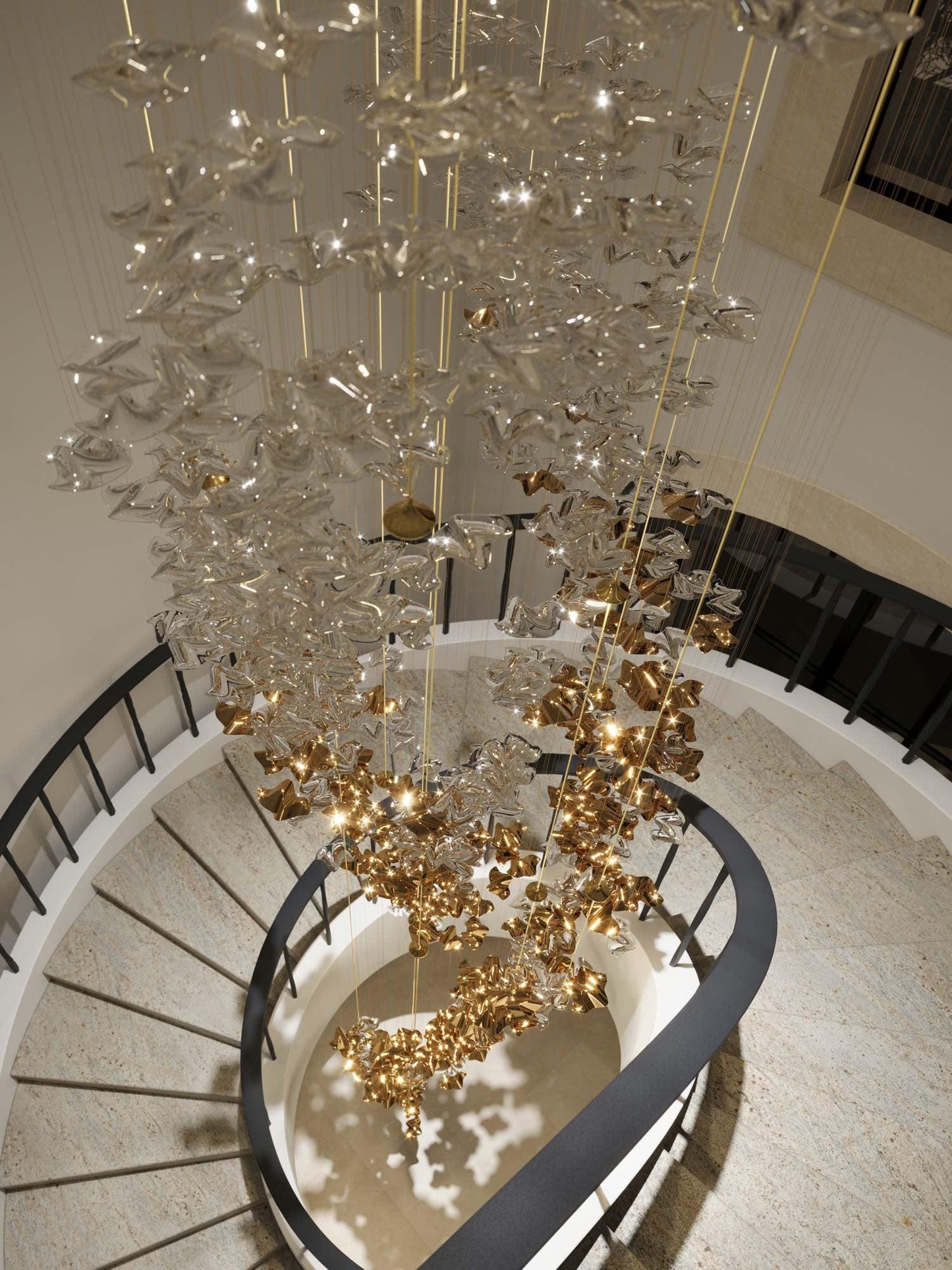 Galaxy Tidal Art Glass Crystal Spiral Chandelier