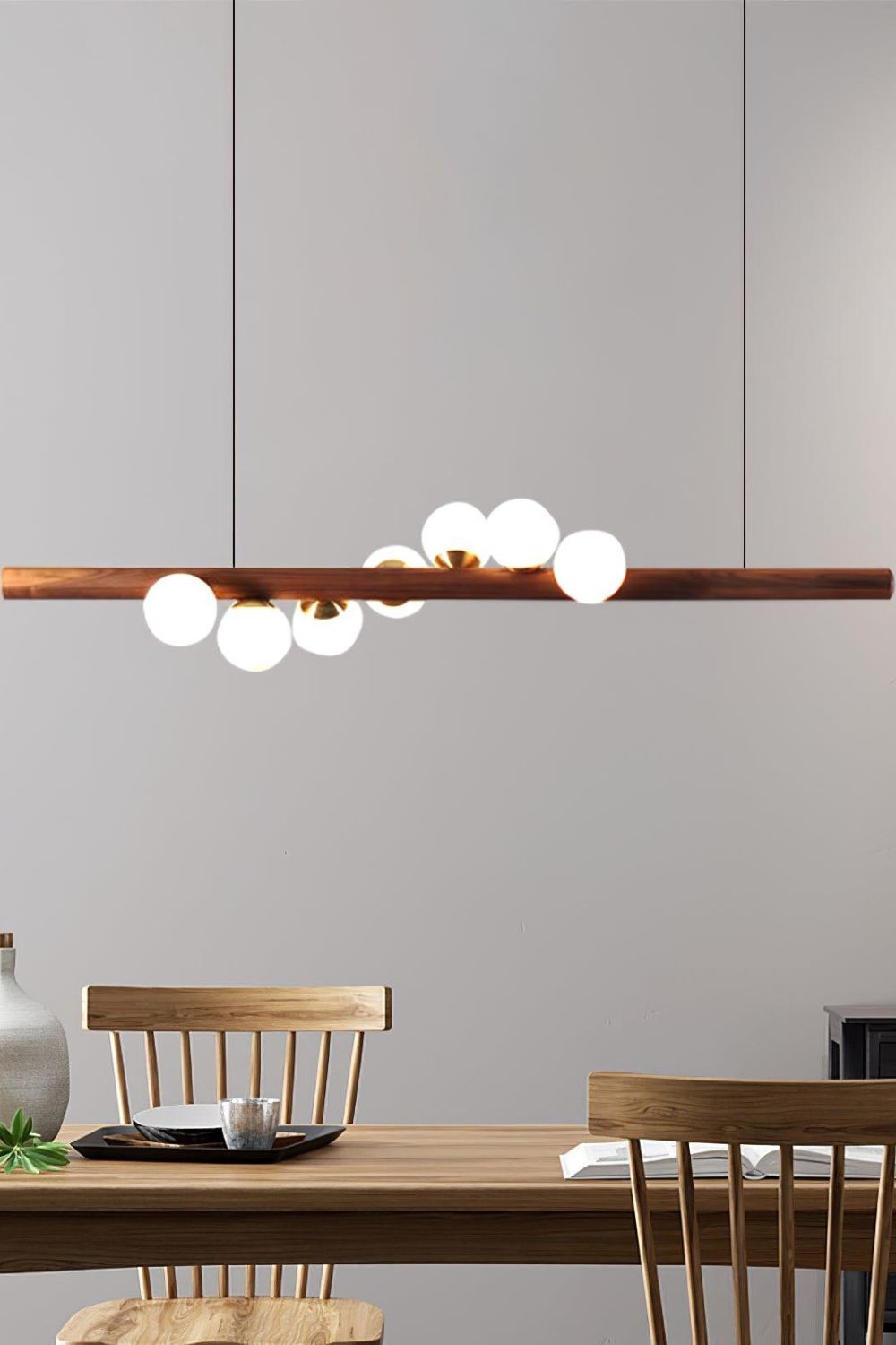 Scandinavian Linear Wooden Pendant Lamp - view 4 | morylighting