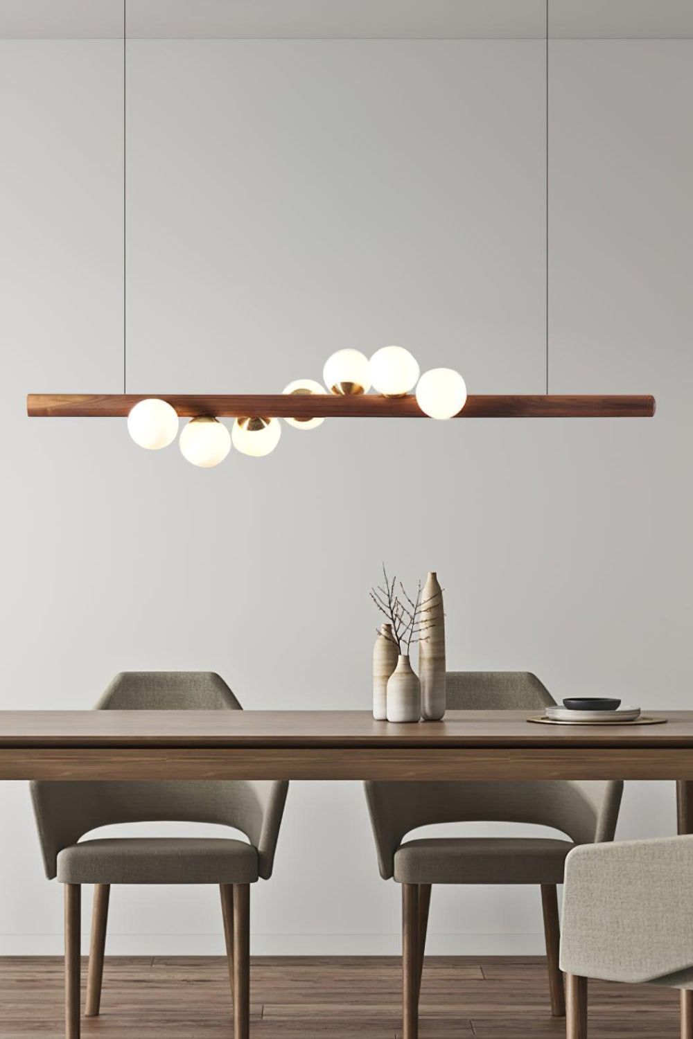 Scandinavian Linear Wooden Pendant Lamp - view 2 | morylighting