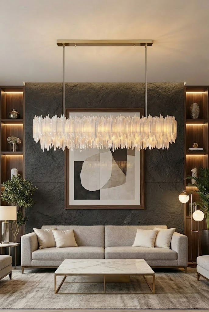 Selenite Layer Rectangular Chandelier - view 5 | morylighting