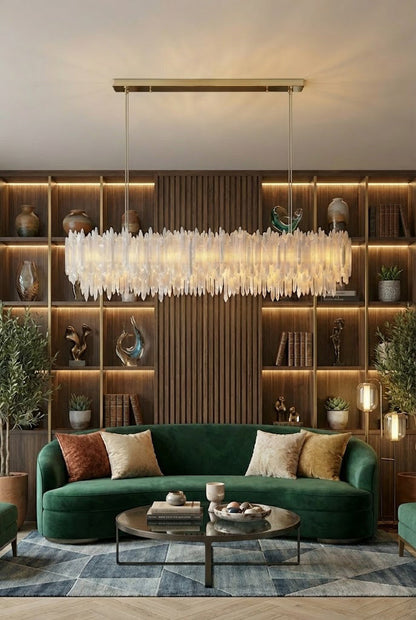 Selenite Layer Rectangular Chandelier - view 3 | morylighting