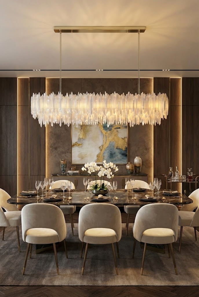 Selenite Layer Rectangular Chandelier - view 4 | morylighting