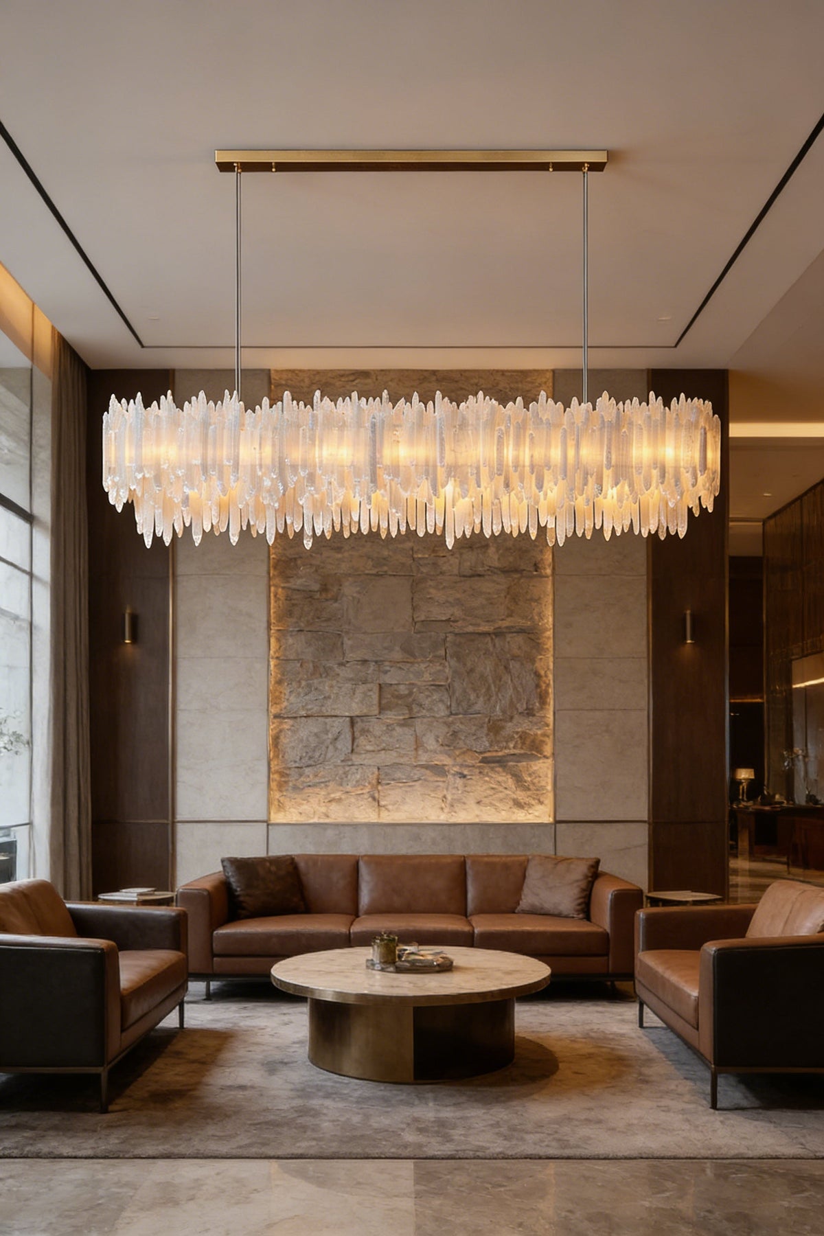 Selenite Layer Rectangular Chandelier - view 2 | morylighting