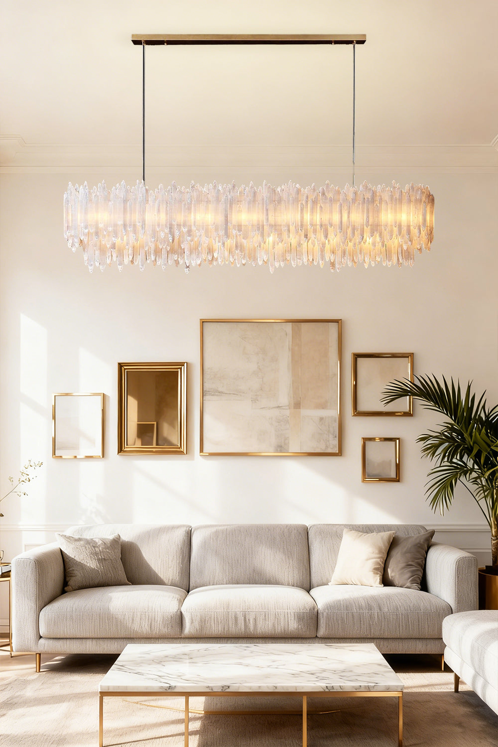 Selenite Layer Rectangular Chandelier - view 6 | morylighting