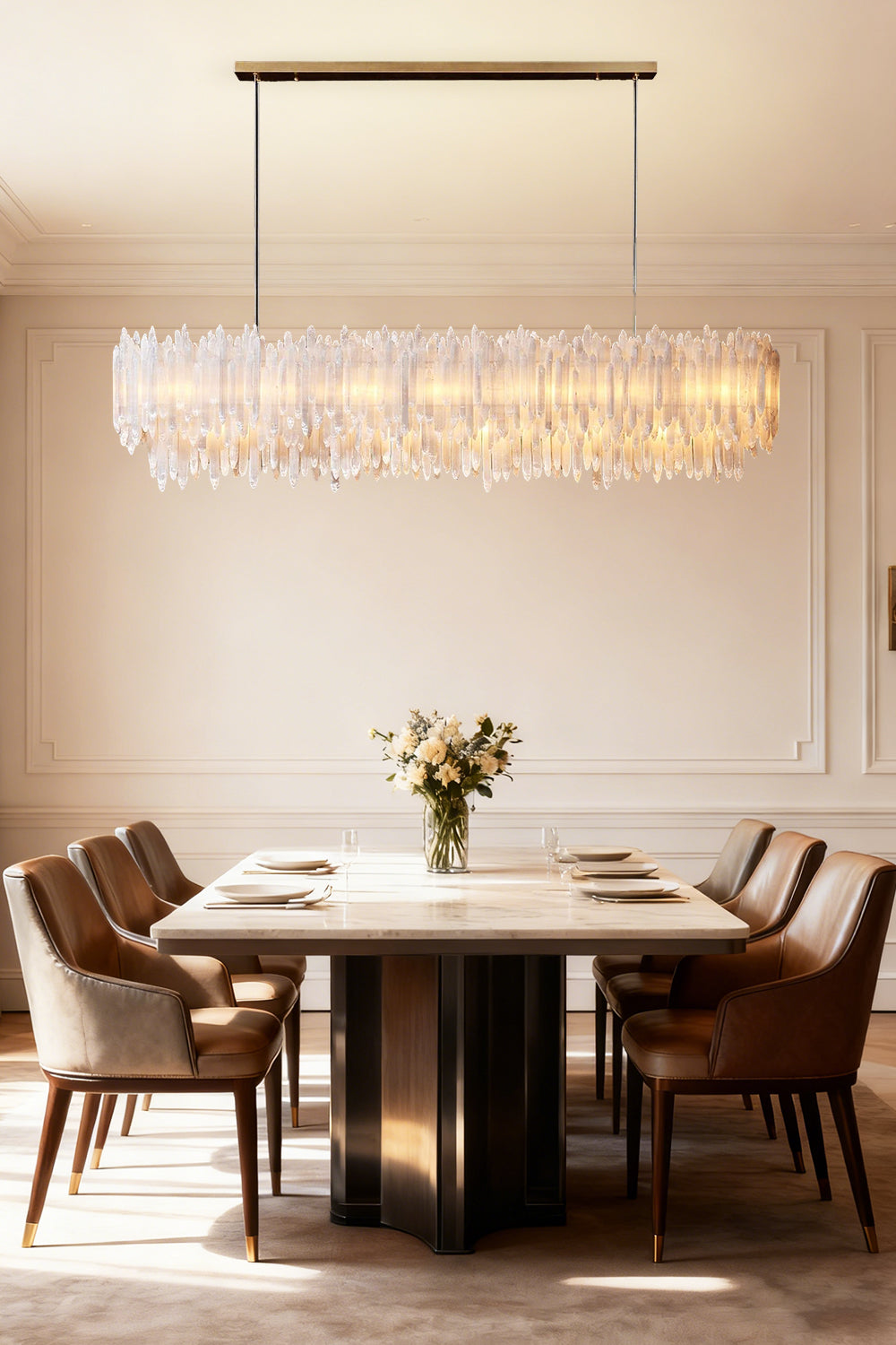 Selenite Layer Rectangular Chandelier - view 7 | morylighting