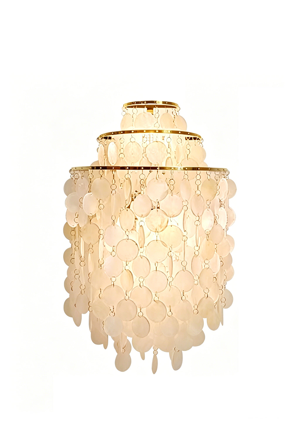 Lit cascading shell wall sconce | Shell | Iron | Front product view on white background | vexa lamps