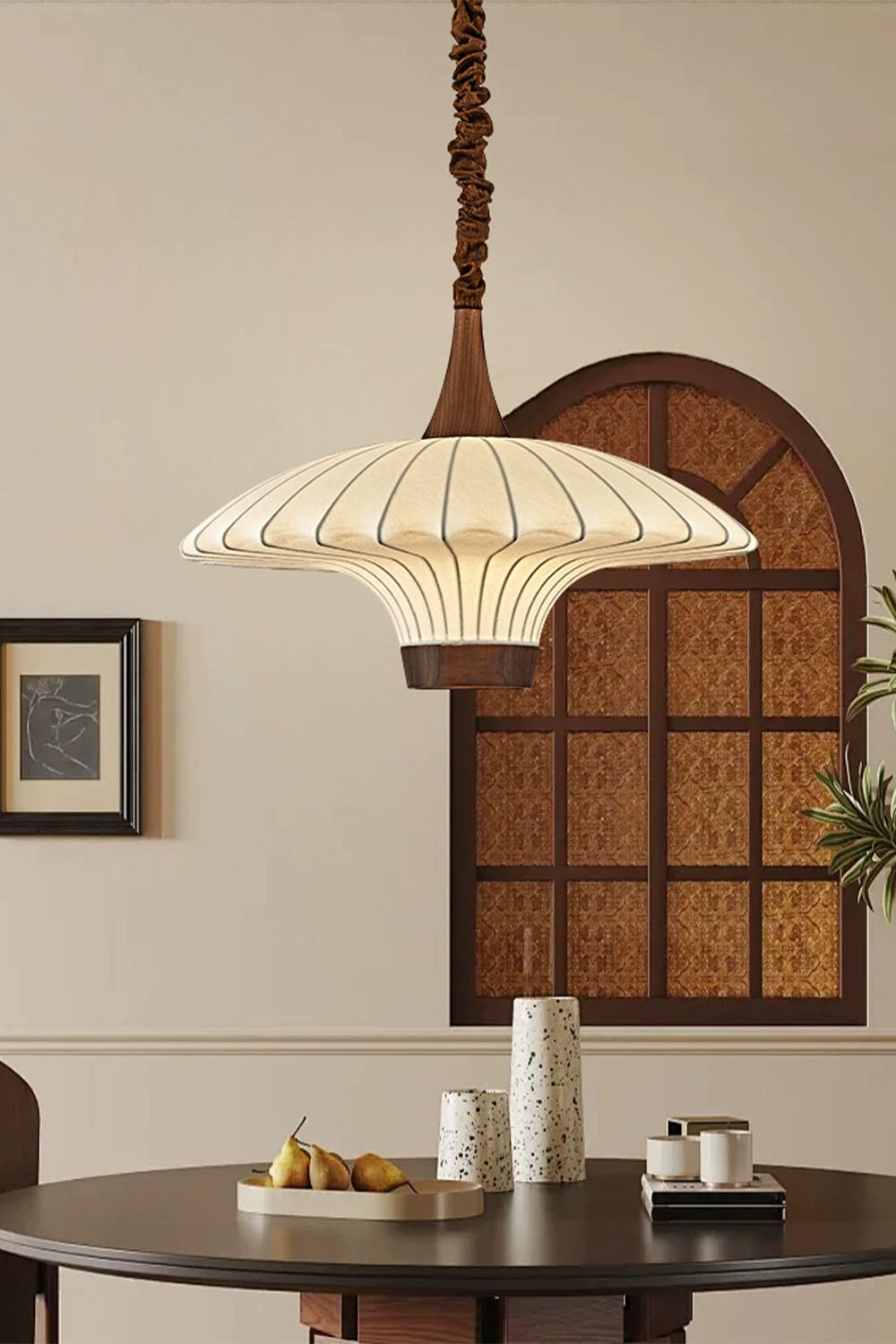 Silk Solid Wood Pendant Lamp - view 2 | morylighting