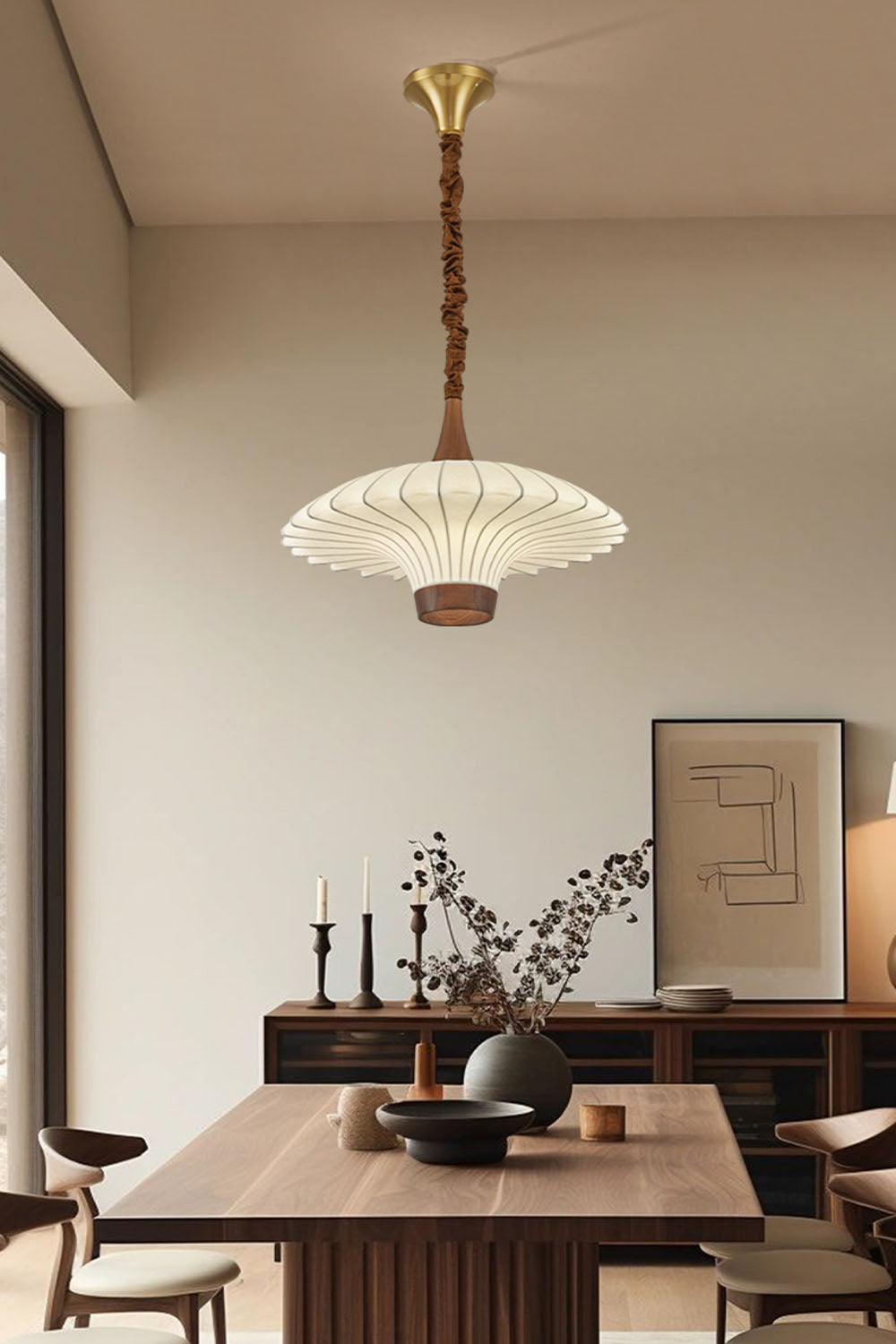 Silk Solid Wood Pendant Lamp - view 5 | morylighting