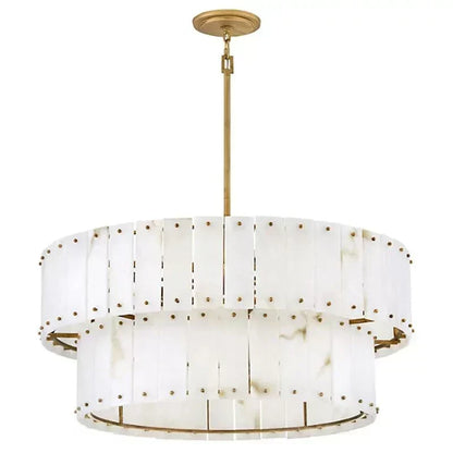 Simona Alabaster Drum 2-Tier Chandelier
