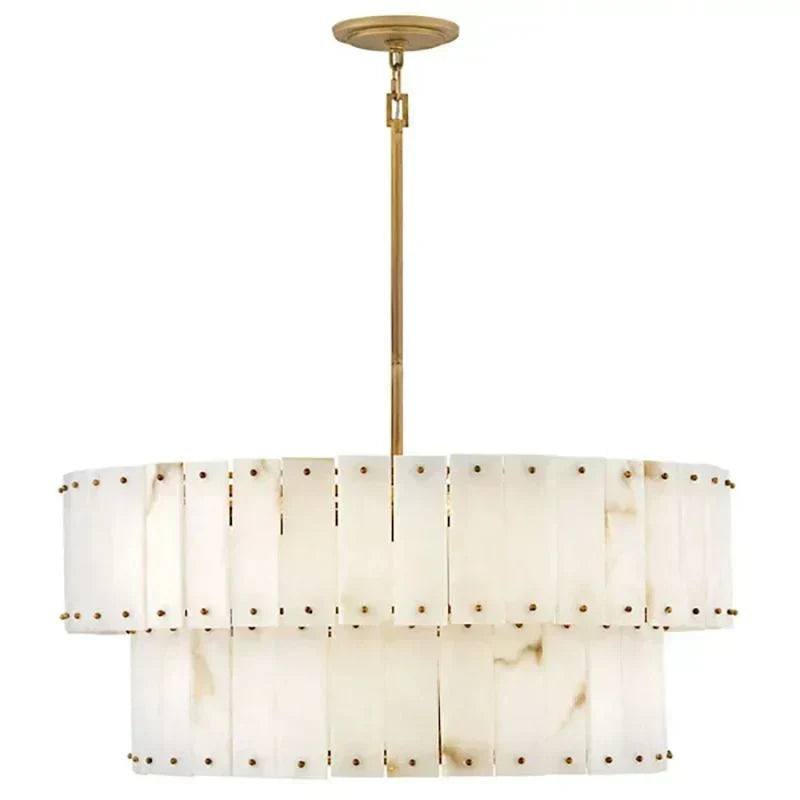Simona Alabaster Drum 2-Tier Chandelier