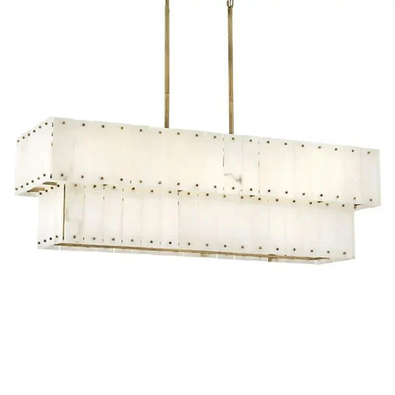 Simona Alabaster Linear 2-Tier Chandelier