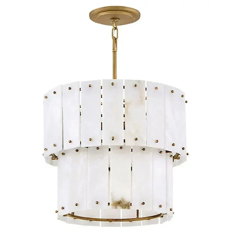 Simona Alabaster Round 2-Tier Chandelier 17.5"D 24"D