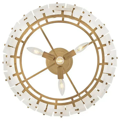 Simona Alabaster Round 2-Tier Chandelier 17.5"D 24"D