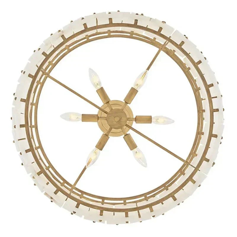Simona Alabaster Round 2-Tier Chandelier 17.5"D 24"D