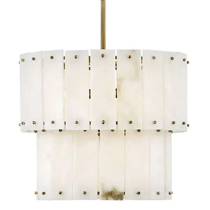 Simona Alabaster Round 2-Tier Chandelier 17.5"D 24"D