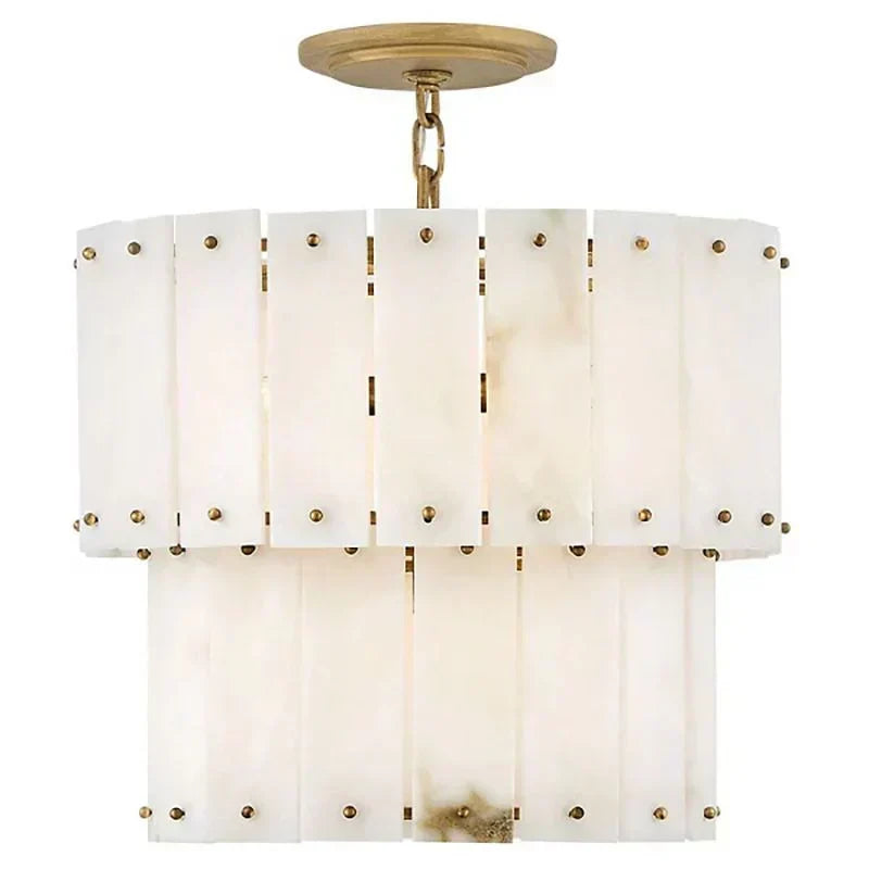 Simona Alabaster Round 2-Tier Chandelier 17.5"D 24"D