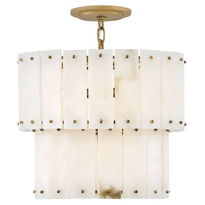 Simona Alabaster Round 2-Tier Chandelier 17.5"D 24"D