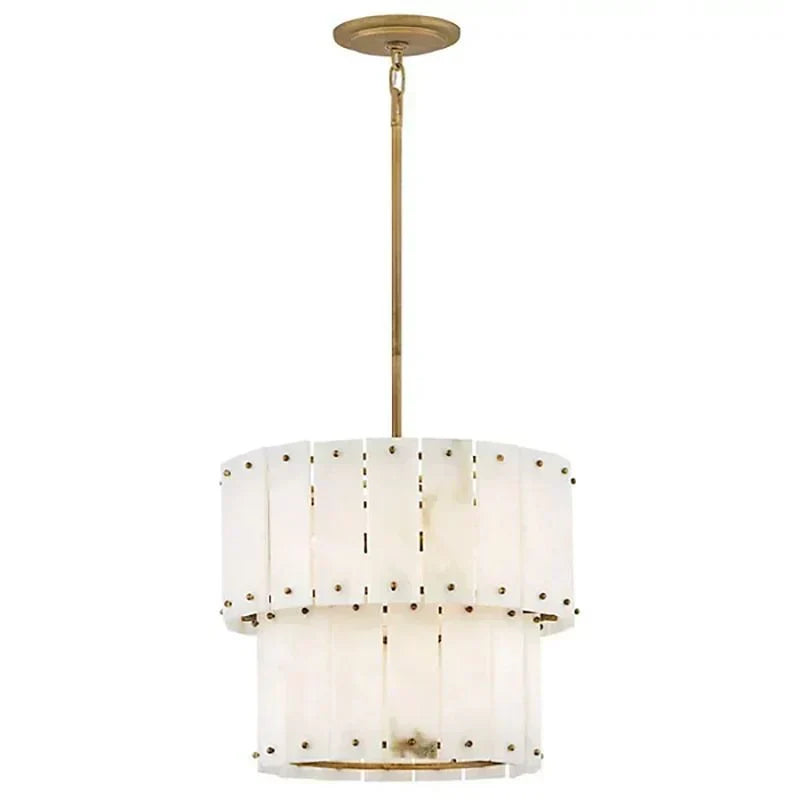 Simona Alabaster Round 2-Tier Chandelier 17.5"D 24"D