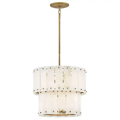 Simona Alabaster Round 2-Tier Chandelier 17.5"D 24"D