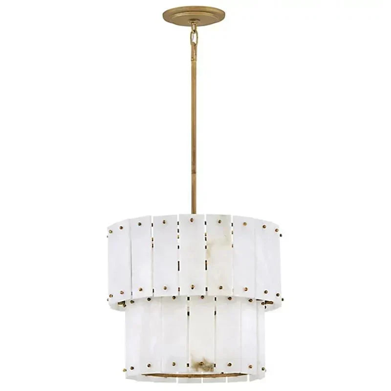 Simona Alabaster Round 2-Tier Chandelier 17.5"D 24"D