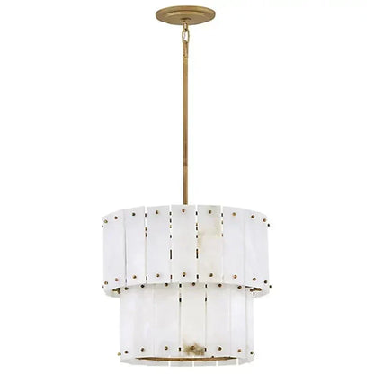 Simona Alabaster Round 2-Tier Chandelier 17.5"D 24"D