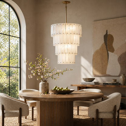Simona Alabaster Round 4-Tier Chandelier