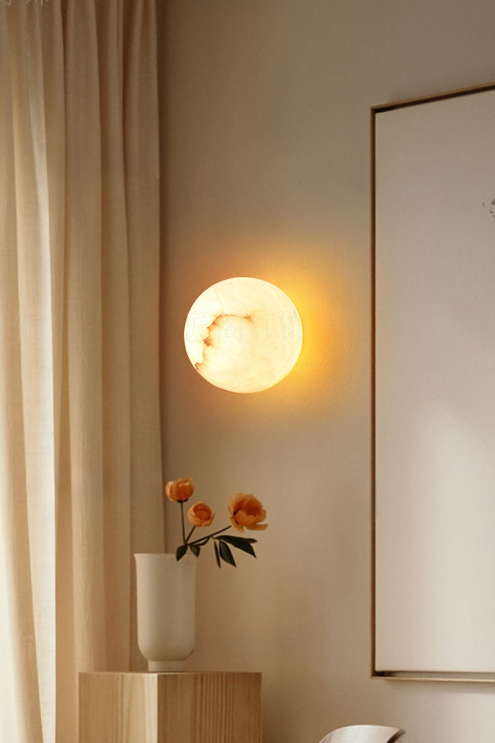 Snow-Vein Stone Globe Wall Lamp - view 6 | morylighting